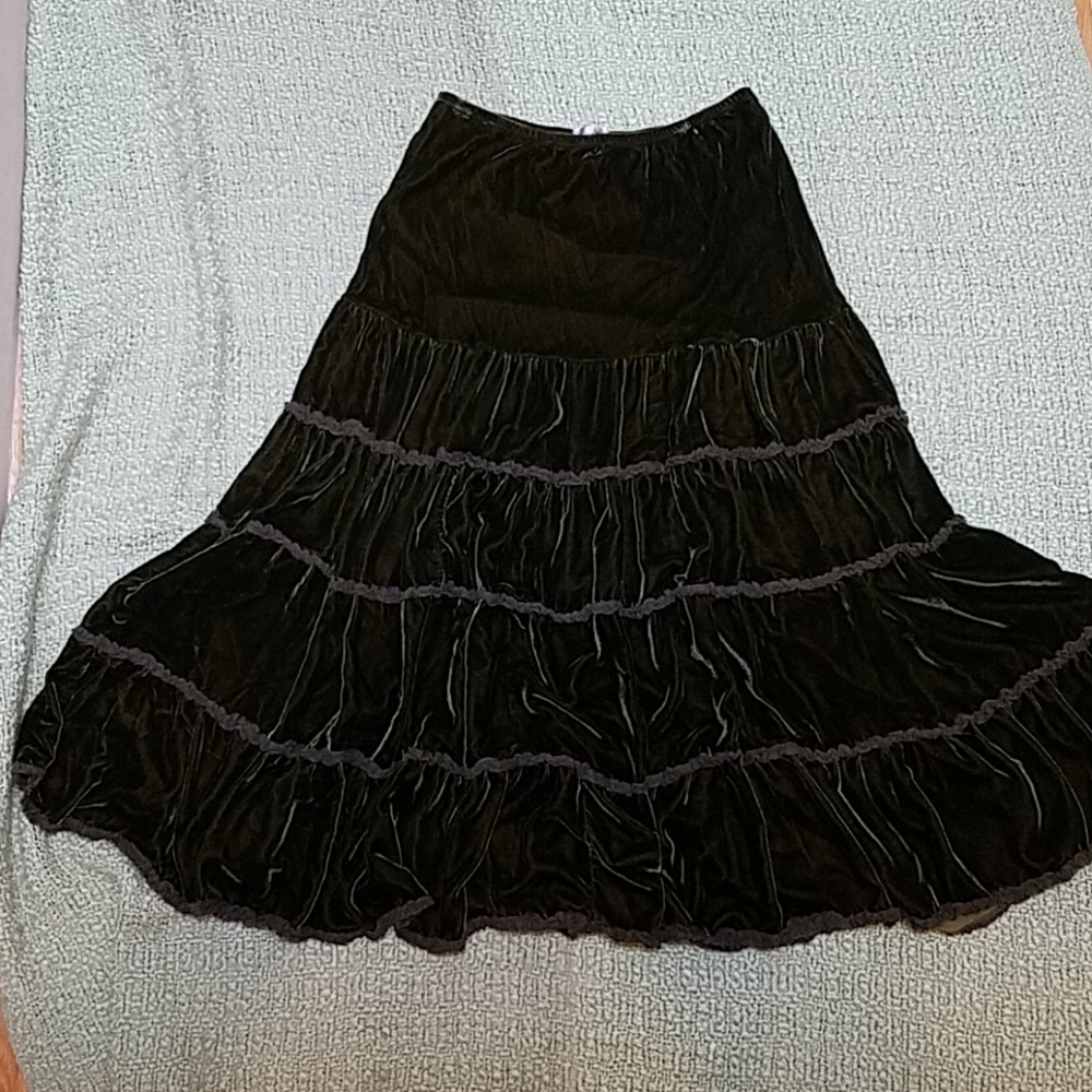 Flair skirt green velvet